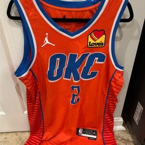 Nike Orange and Blue OKC Basketball Jersey